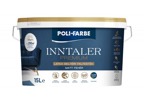 Vopsea lavabila Polifarbe Inntaler Premium latex pentru interior 15 L