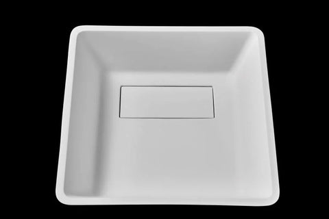 Lavoar pătrat Arezzo  CLEVELAND, din Solid surface, montaj pe blat 40×39,7CM – alb