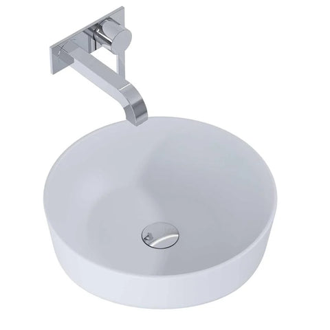 Lavoar rotund Arezzo  LORCA, din porțelan, montaj pe blat 42cm – gri deschis mat