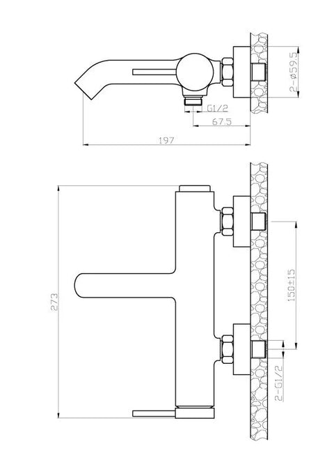 Baterie cada Arezzo SLIMFIELD, cu monaj pe perete – crom