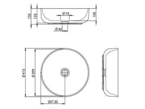 Lavoar rotund Arezzo  LORCA, din porțelan, montaj pe blat 42cm – alb