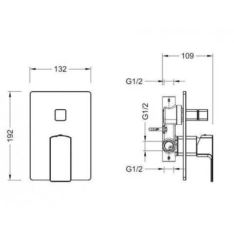 Baterie dus Arezzo SPRINGFIELD, cu 2 funcții, încastrată în perete – crom