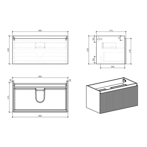 Dulap de Baie Wellis Varna 90 Bamboo Green 89,2 × 47,4 × 45 cm