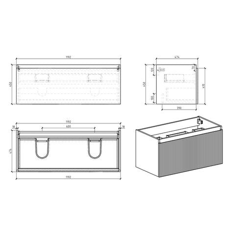 Dulap de Baie Wellis Varna 120 Bamboo 119.2x47.4x45 cm