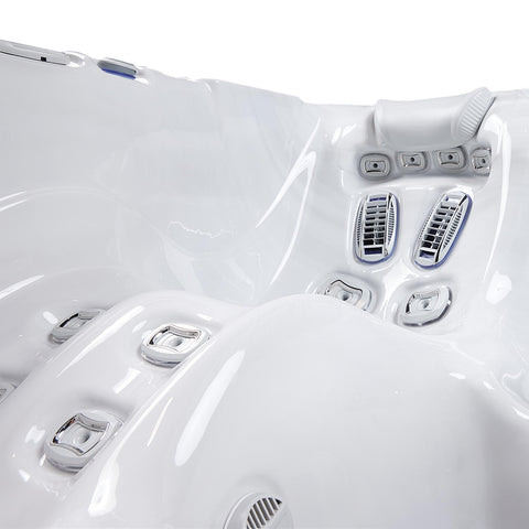 Minipiscina Jacuzzi Wellis Teide PeakLife Premium Ice White 6 locuri + Pompa de caldura 3kW + Scara inteligenta + Acoperis termic CADOU!