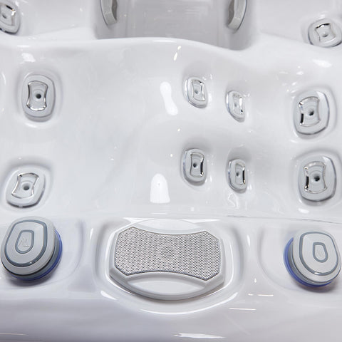 Minipiscina Jacuzzi Wellis Teide PeakLife Premium Ice White 6 locuri + Pompa de caldura 3kW + Scara inteligenta + Acoperis termic CADOU!