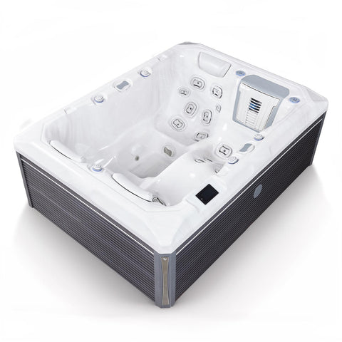 Minipiscina Jacuzzi Wellis Teide PeakLife Premium Ice White 6 locuri + Pompa de caldura 3kW + Scara inteligenta + Acoperis termic CADOU!