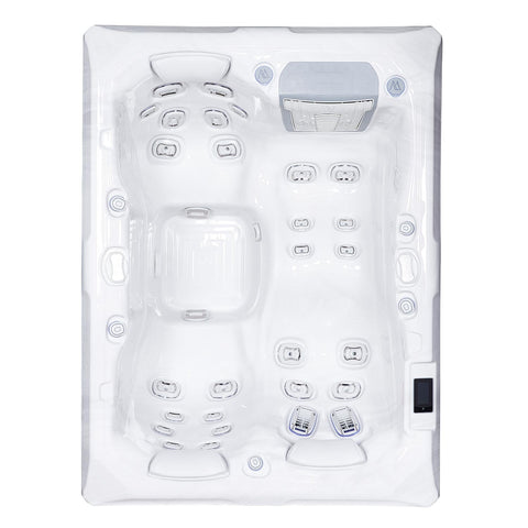 Minipiscina Jacuzzi Wellis Teide PeakLife Premium Ice White 6 locuri + Pompa de caldura 3kW + Scara inteligenta + Acoperis termic CADOU!