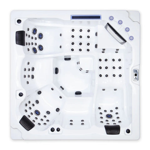 Minipiscina Jacuzzi Wellis Matrix Deluxe WibeSpa Ice White 5 locuri + Acoperis termic CADOU!