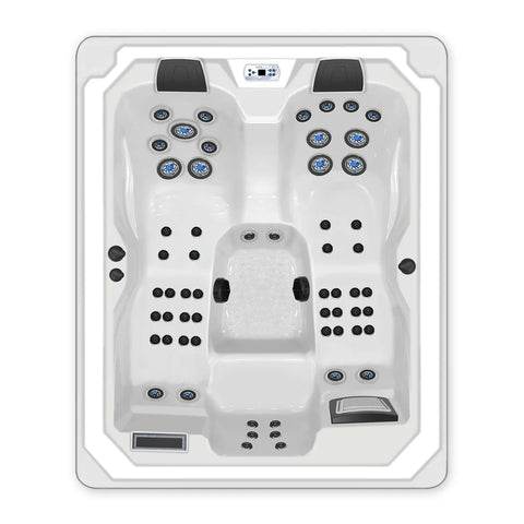 Minipiscina Jacuzzi Wellis Moana Deluxe WibeSpa Ice White 3 locuri + Acoperis termic CADOU!