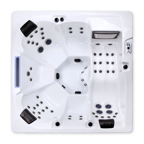 Minipiscina Jacuzzi Wellis Waterworld Deluxe WibeSpa Ice White 6 locuri + Acoperis termic CADOU!