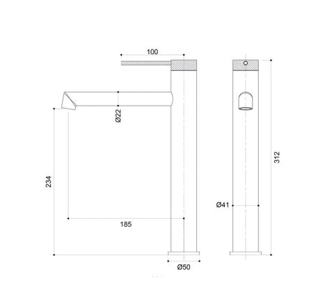 Baterie inalta lavoar / chiuveta Arezzo PALMFIELD, cu montaj pe blat – gun metal