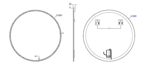 Oglindă Arezzo LED, lumină reglabilă, dezaburire, 2 db bluetooth, 100cm