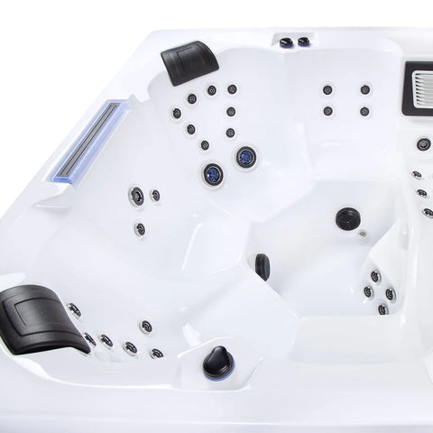 Minipiscina Jacuzzi Wellis Waterworld Deluxe WibeSpa Ice White 6 locuri + Acoperis termic CADOU!