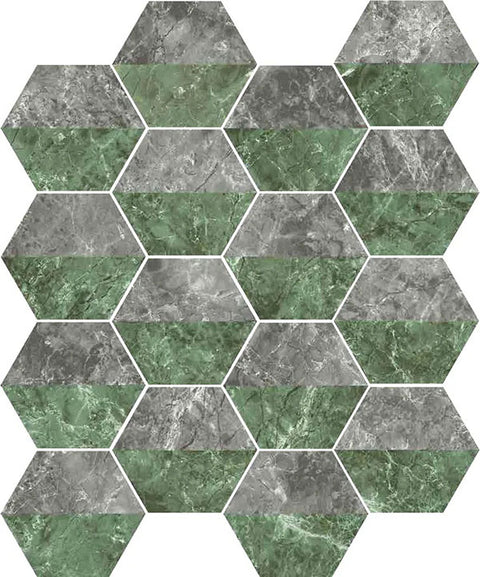 Gresie Ribesalbes Marmi Hexagon Verde Gringio 15x17