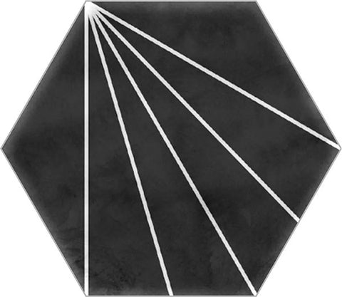 Gresie Ribesalbes Scandinavian Hexagon Black Decor 15x17.3